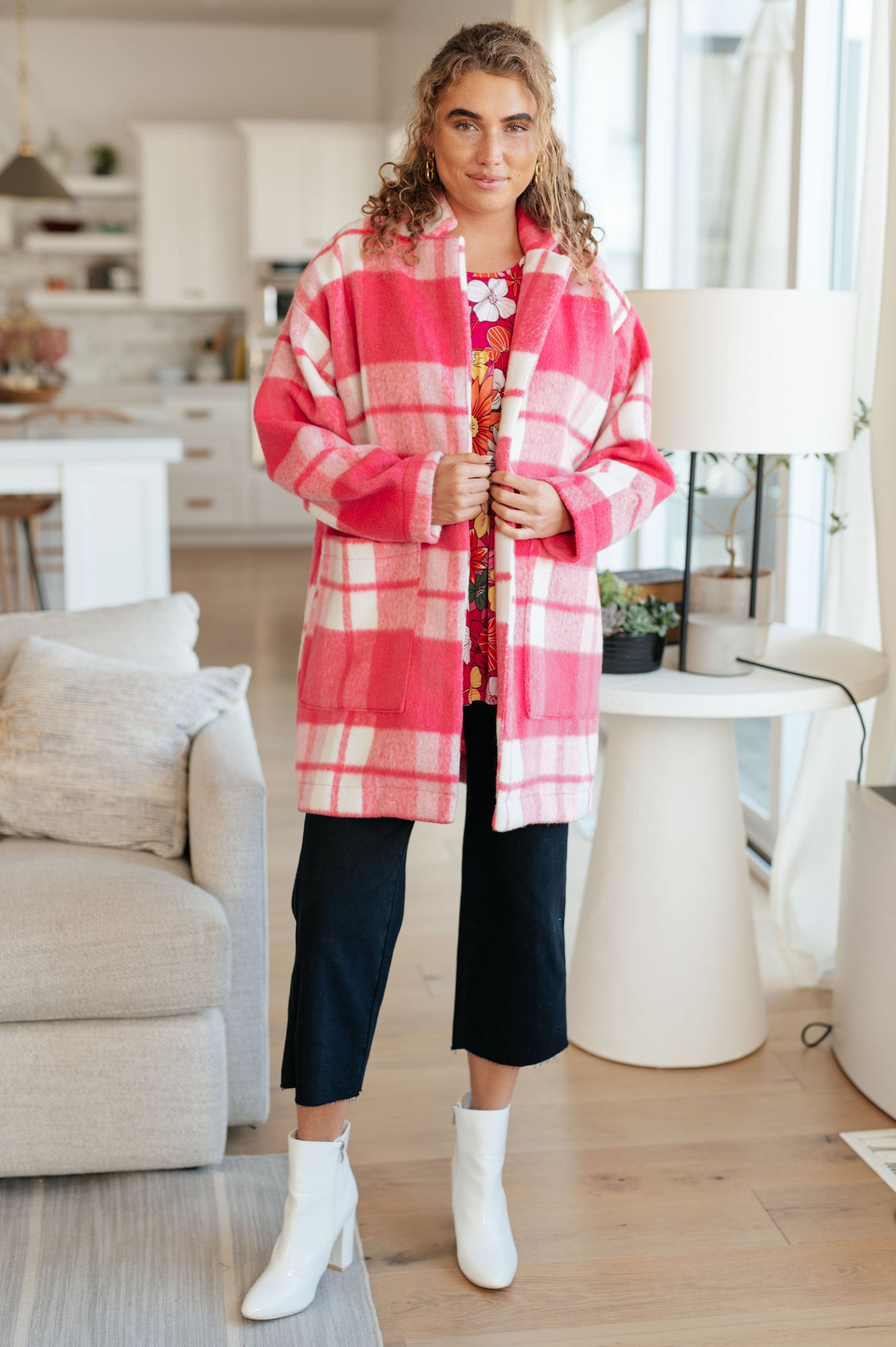 Passion in Plaid Coat in Pink-Layers-Ave Shops-Market Street Nest, Fashionable Clothing, Shoes and Home Décor Located in Mabank, TX