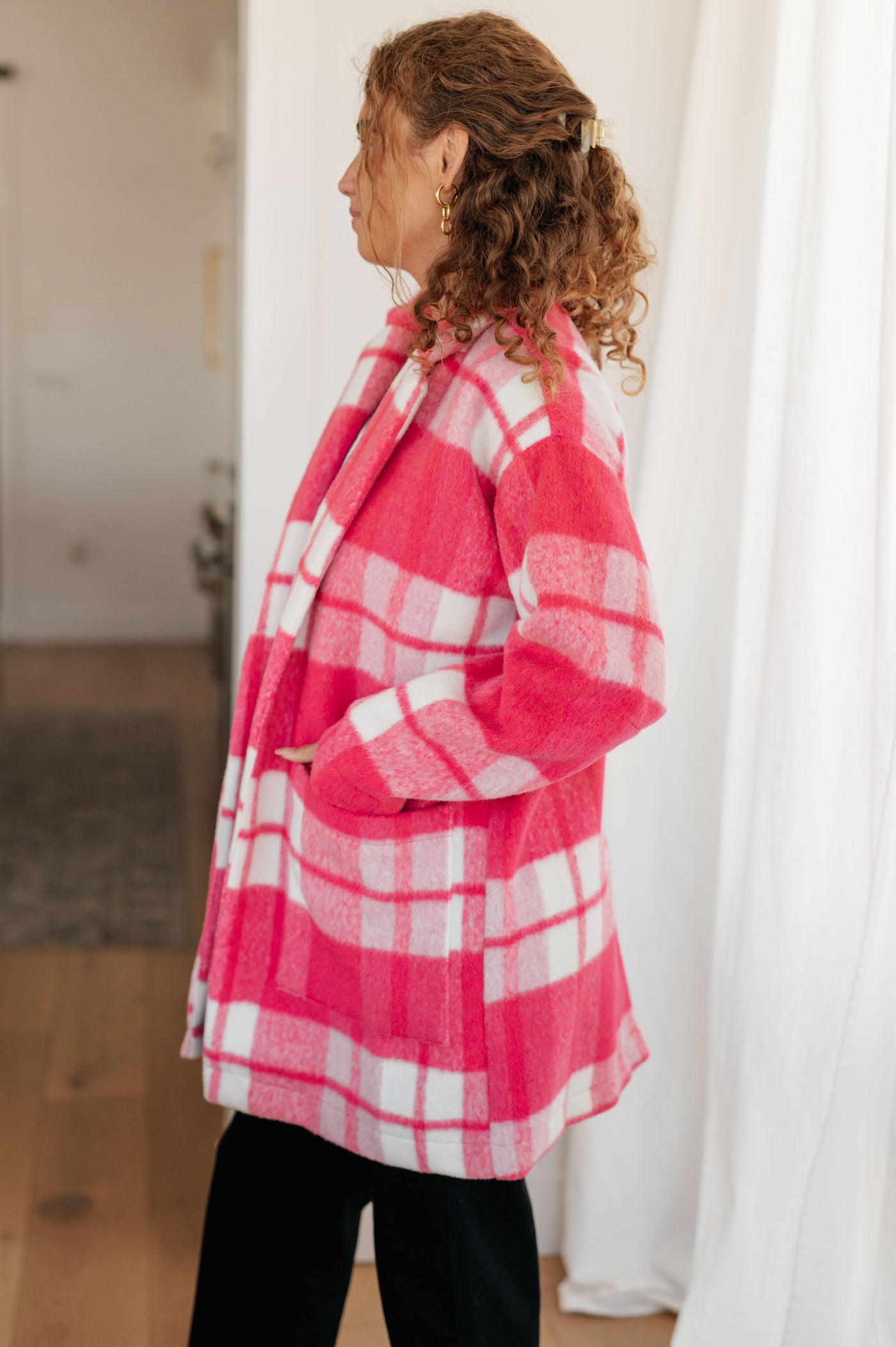 Passion in Plaid Coat in Pink-Layers-Ave Shops-Market Street Nest, Fashionable Clothing, Shoes and Home Décor Located in Mabank, TX