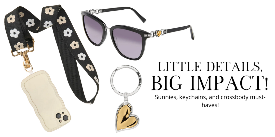 Sunglasses, keychain, and crossbody bag with decorative elements on a white background. | Market Street Nest