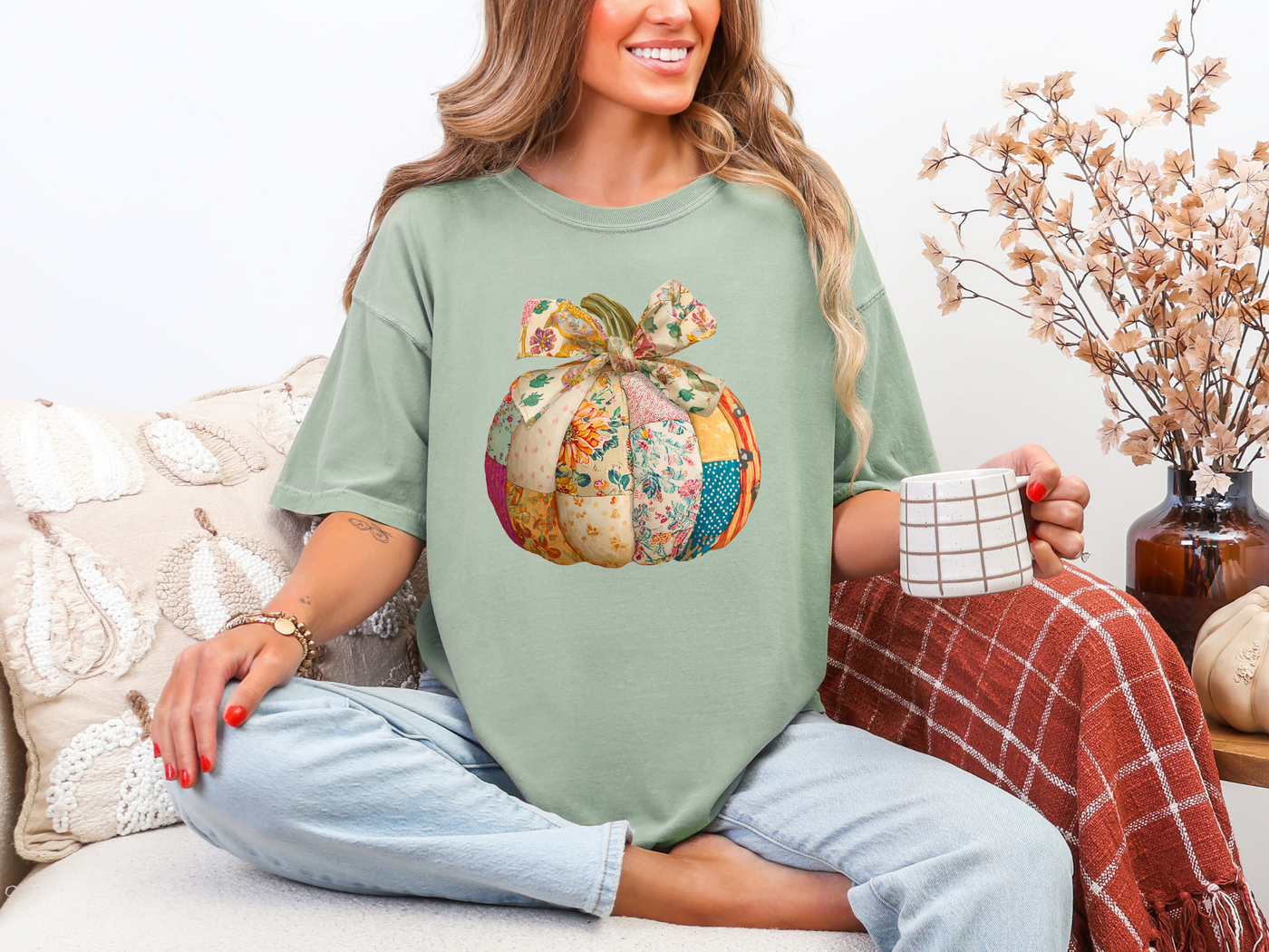 Patchwork Pumpkin Graphic Tee in Two Colors-Womens-Ave Shops-Market Street Nest, Fashionable Clothing, Shoes and Home Décor Located in Mabank, TX