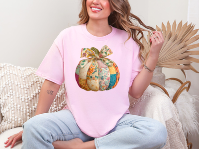 Patchwork Pumpkin Graphic Tee in Two Colors-Womens-Ave Shops-Market Street Nest, Fashionable Clothing, Shoes and Home Décor Located in Mabank, TX