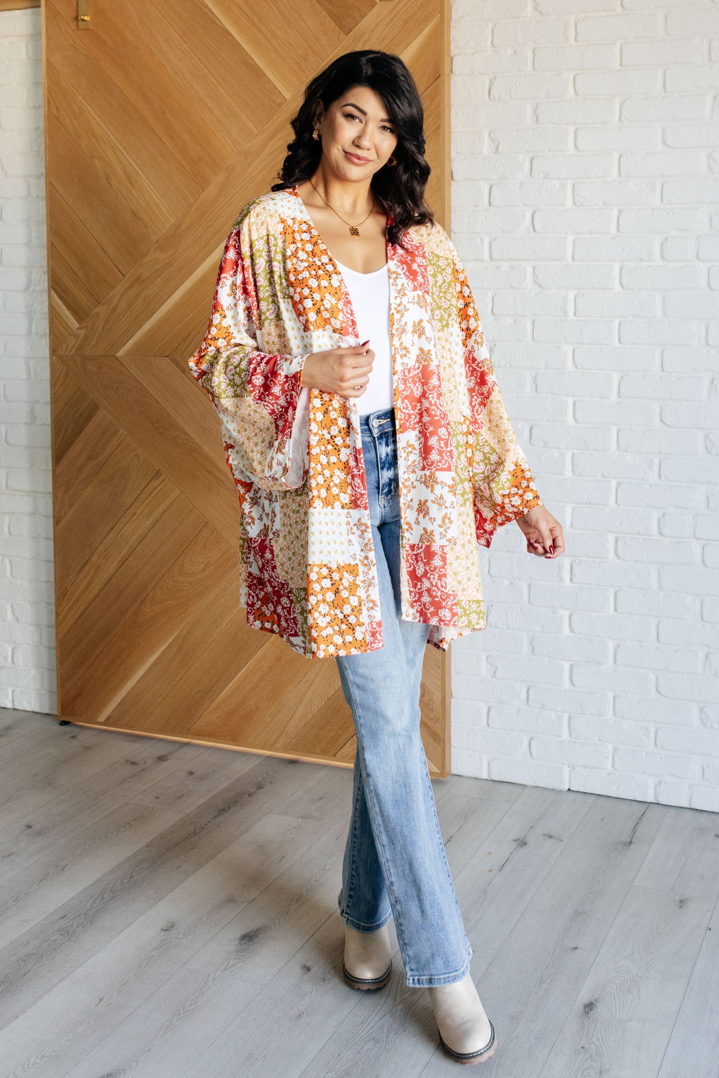 Patchwork of Feelings Mixed Floral Kimono-Layers-Ave Shops-Market Street Nest, Fashionable Clothing, Shoes and Home Décor Located in Mabank, TX