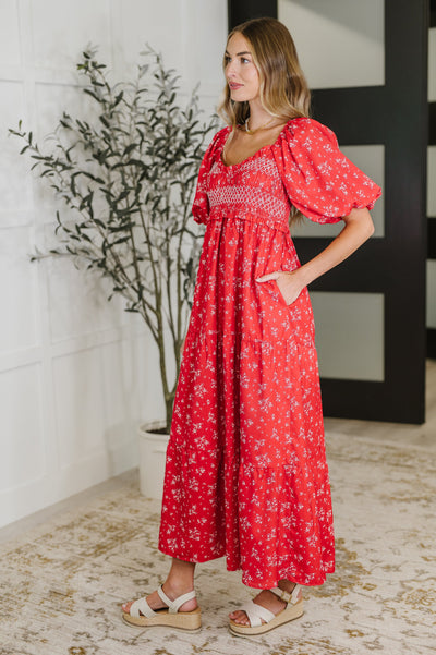 Petals & Promises V-Neck Dress in Red Multi-Womens-Ave Shops-Market Street Nest, Fashionable Clothing, Shoes and Home Décor Located in Mabank, TX