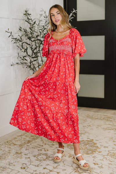 Petals & Promises V-Neck Dress in Red Multi-Womens-Ave Shops-Market Street Nest, Fashionable Clothing, Shoes and Home Décor Located in Mabank, TX