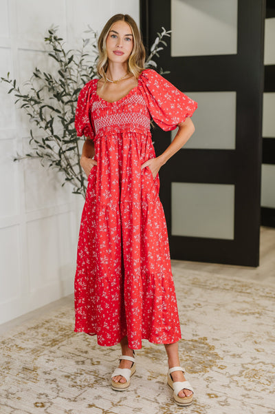Petals & Promises V-Neck Dress in Red Multi-Womens-Ave Shops-Market Street Nest, Fashionable Clothing, Shoes and Home Décor Located in Mabank, TX