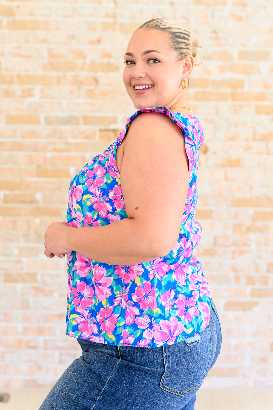 Petals on the Moon Flutter Sleeve Blouse in Royal Pink-Tops-Ave Shops-Market Street Nest, Fashionable Clothing, Shoes and Home Décor Located in Mabank, TX