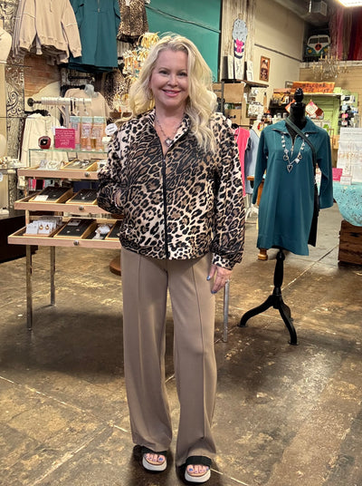 Picadilly Animal Print Zip Front Jacket-Tops-Picadilly-Market Street Nest, Fashionable Clothing, Shoes and Home Décor Located in Mabank, TX