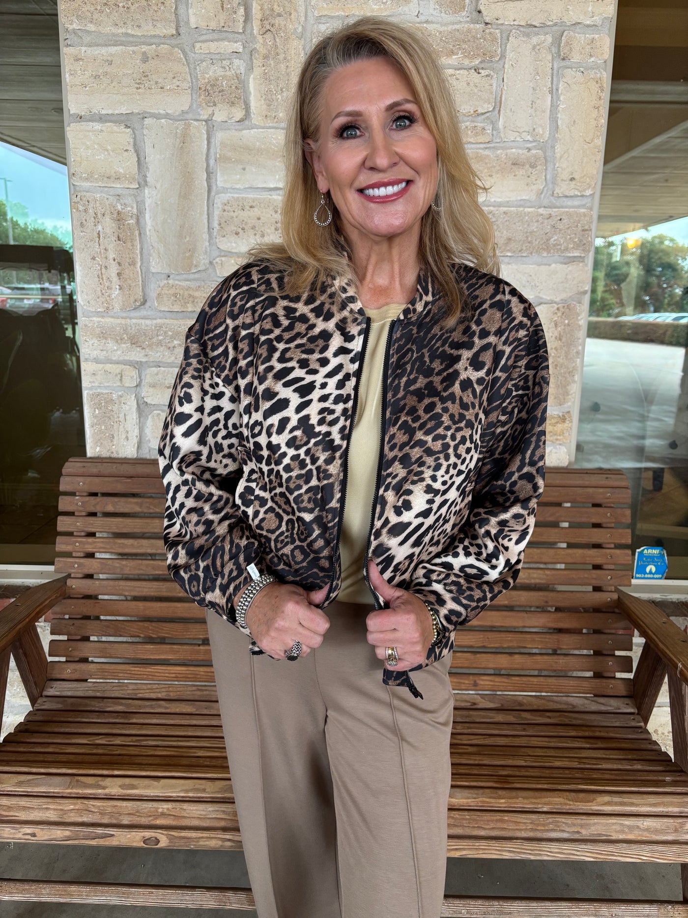 Picadilly Animal Print Zip Front Jacket-Tops-Picadilly-Market Street Nest, Fashionable Clothing, Shoes and Home Décor Located in Mabank, TX
