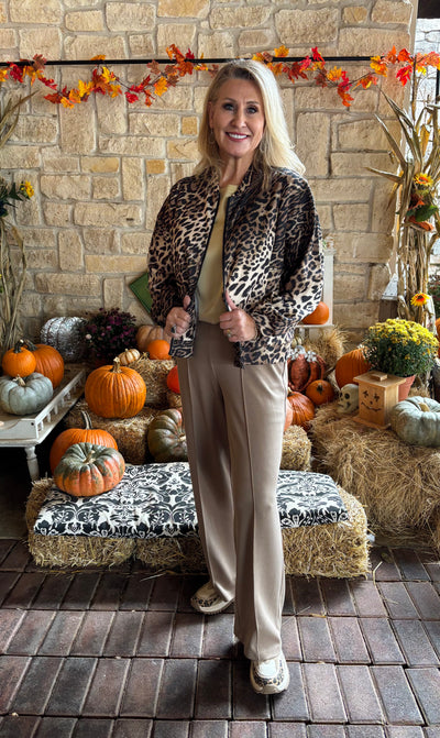 Picadilly Animal Print Zip Front Jacket-Tops-Picadilly-Market Street Nest, Fashionable Clothing, Shoes and Home Décor Located in Mabank, TX