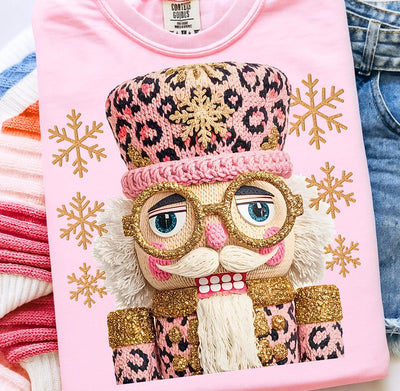 Pink Leopard Nutcracker Graphic Tee and Sweatshirt-Womens-Ave Shops-Market Street Nest, Fashionable Clothing, Shoes and Home Décor Located in Mabank, TX