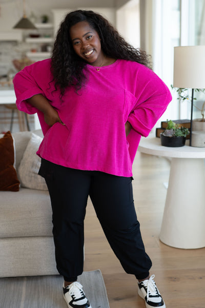 Pink Thoughts Chenille Blouse-Blouses-Ave Shops-Market Street Nest, Fashionable Clothing, Shoes and Home Décor Located in Mabank, TX