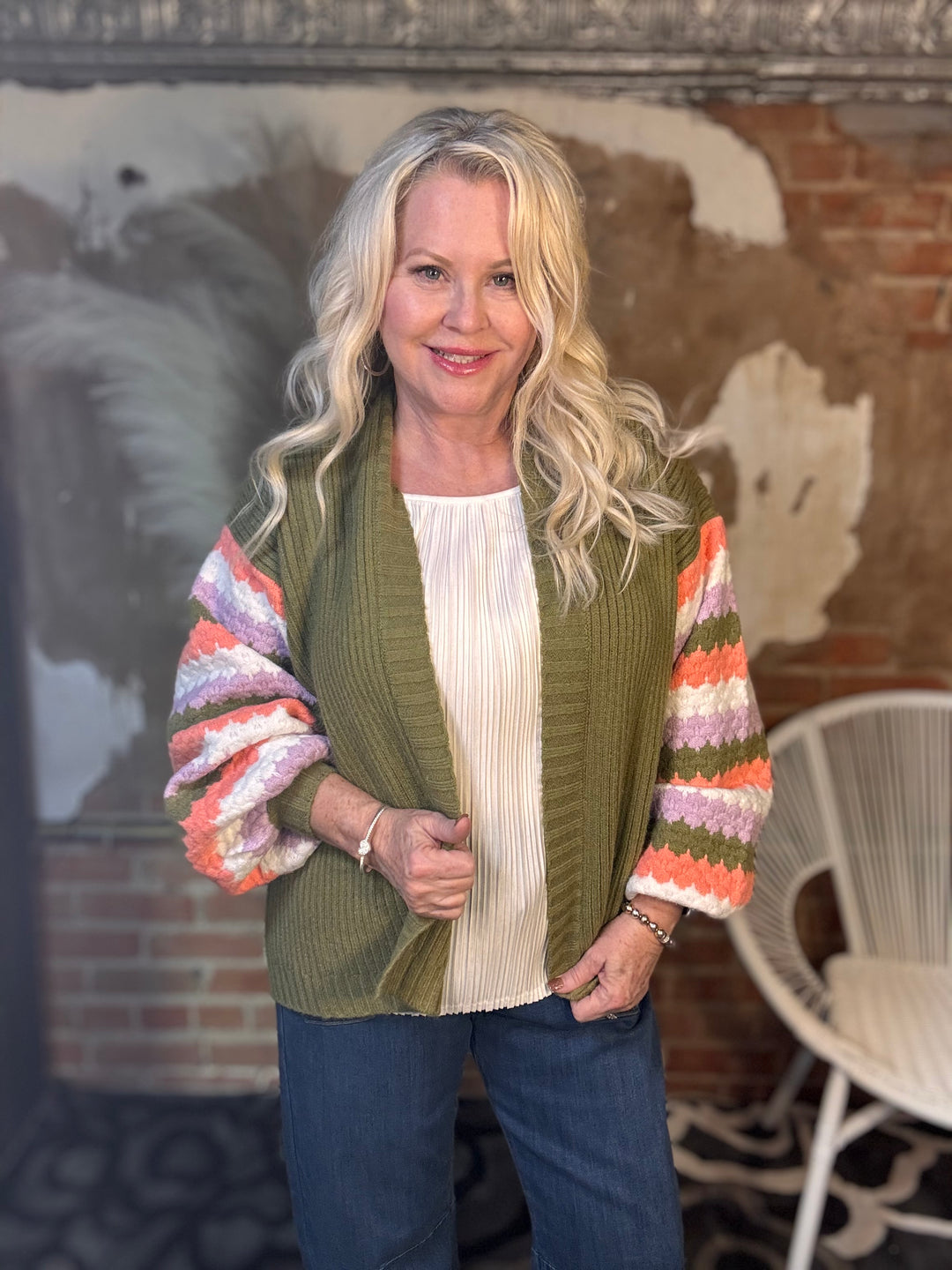 Pippa Cardigan Green/Multi-Tops-Mary Square-Market Street Nest, Fashionable Clothing, Shoes and Home Décor Located in Mabank, TX