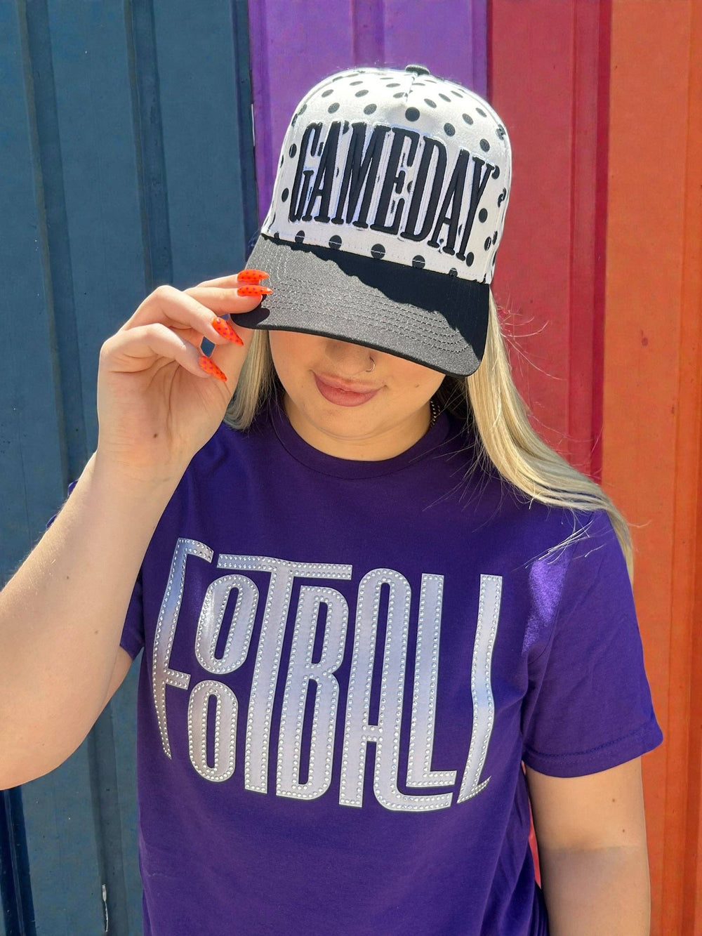 Polka Dot Black/White Game Day Cap-6j Threads LLC-Market Street Nest, Fashionable Clothing, Shoes and Home Décor Located in Mabank, TX