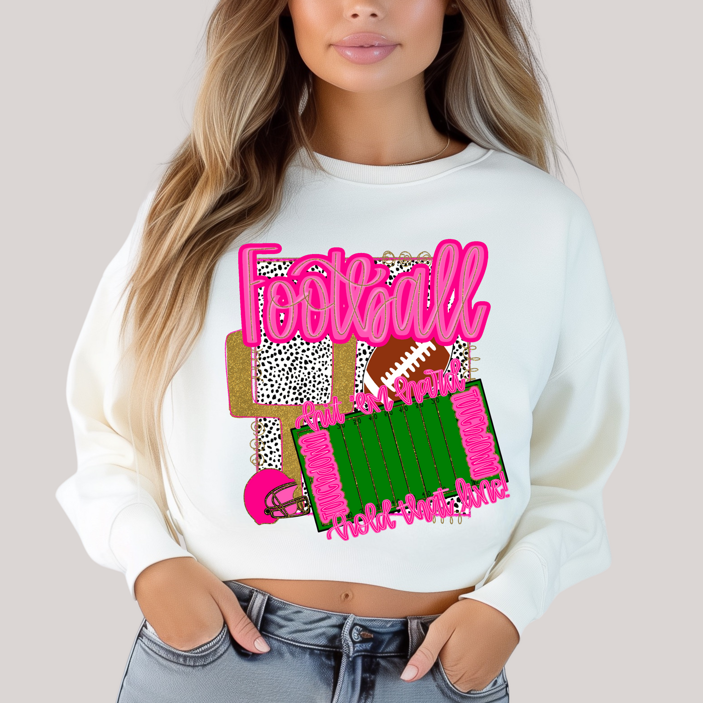 Preppy Stadium in White Sweatshirt-Womens-Ave Shops-Market Street Nest, Fashionable Clothing, Shoes and Home Décor Located in Mabank, TX