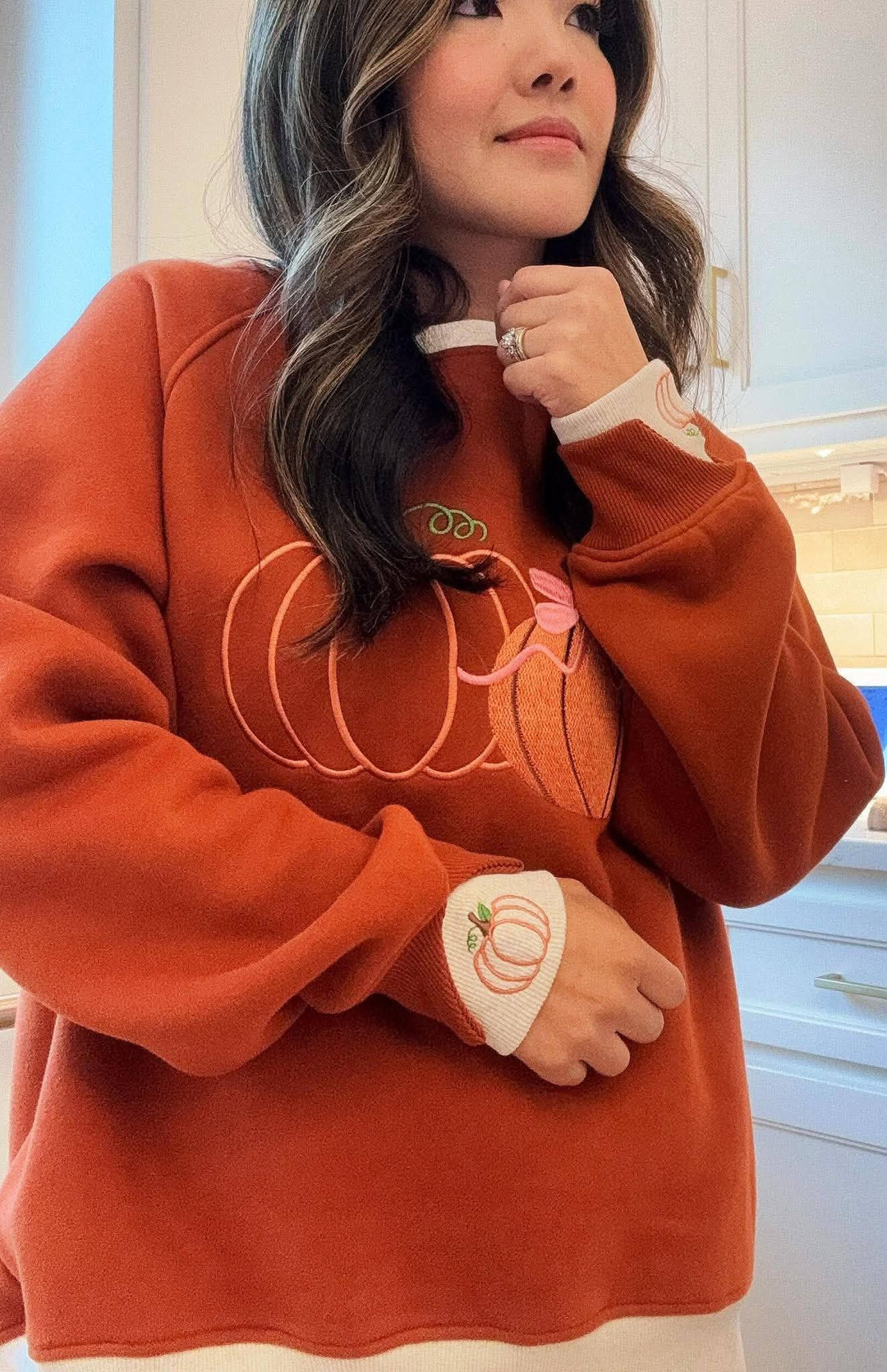 Closing: 6/19- Pretty Little Pumpkins™ LayerPop™ Duo Cuff Sweatshirt-JadyK-Market Street Nest, Fashionable Clothing, Shoes and Home Décor Located in Mabank, TX