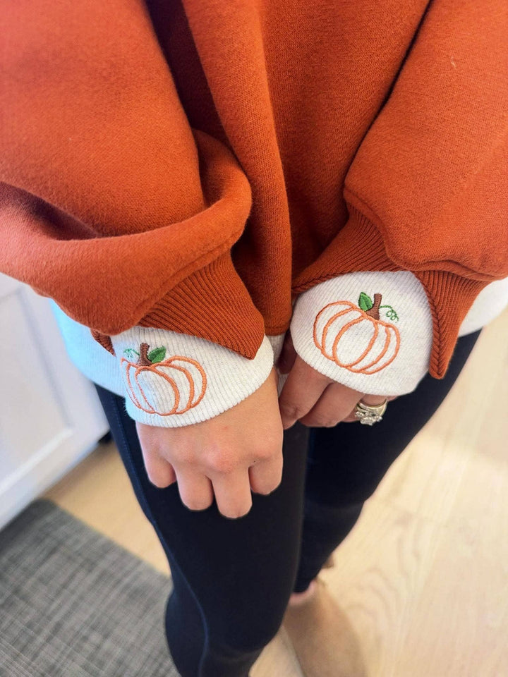 Closing: 6/19- Pretty Little Pumpkins™ LayerPop™ Duo Cuff Sweatshirt-JadyK-Market Street Nest, Fashionable Clothing, Shoes and Home Décor Located in Mabank, TX