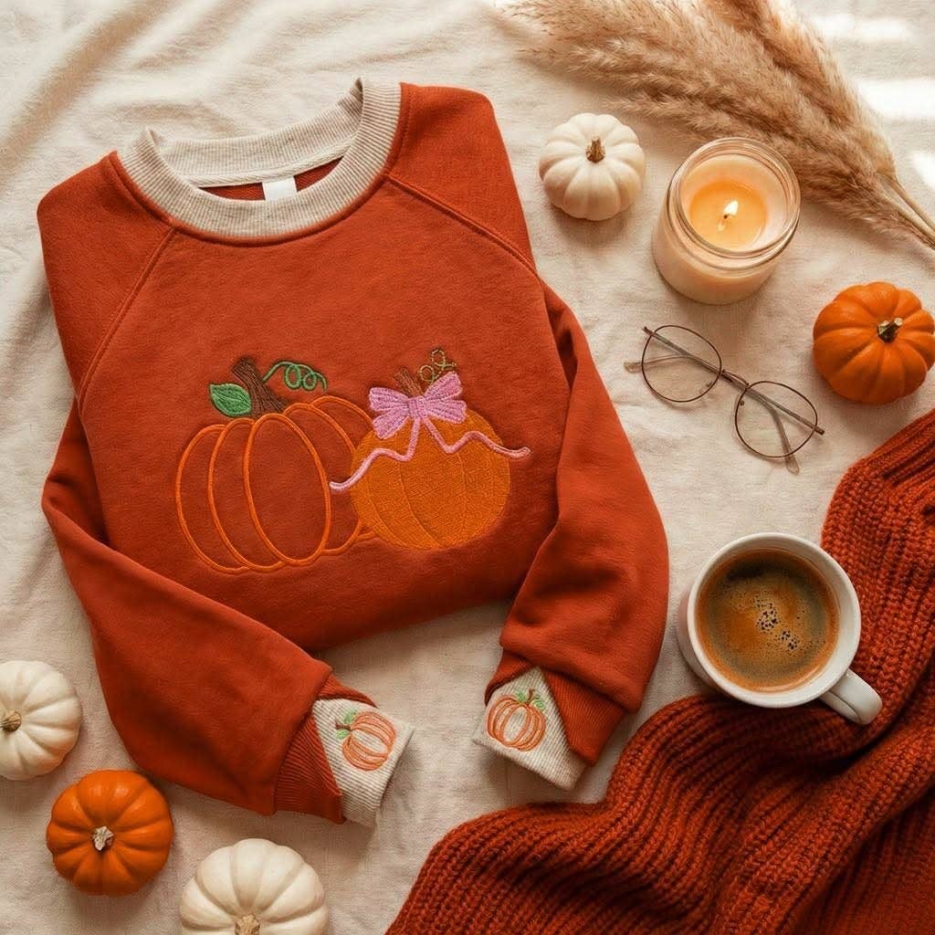Closing: 6/19- Pretty Little Pumpkins™ LayerPop™ Duo Cuff Sweatshirt-JadyK-Market Street Nest, Fashionable Clothing, Shoes and Home Décor Located in Mabank, TX