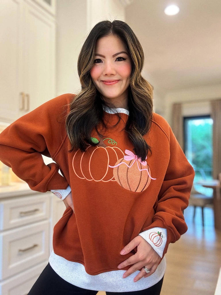 Closing: 6/19- Pretty Little Pumpkins™ LayerPop™ Duo Cuff Sweatshirt-JadyK-Market Street Nest, Fashionable Clothing, Shoes and Home Décor Located in Mabank, TX
