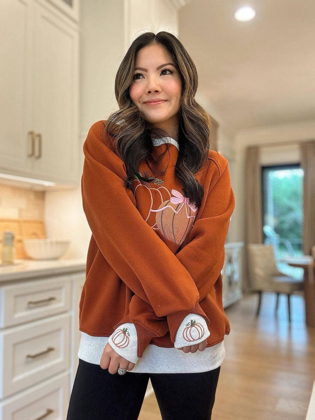 Closing: 6/19- Pretty Little Pumpkins™ LayerPop™ Duo Cuff Sweatshirt-JadyK-Market Street Nest, Fashionable Clothing, Shoes and Home Décor Located in Mabank, TX