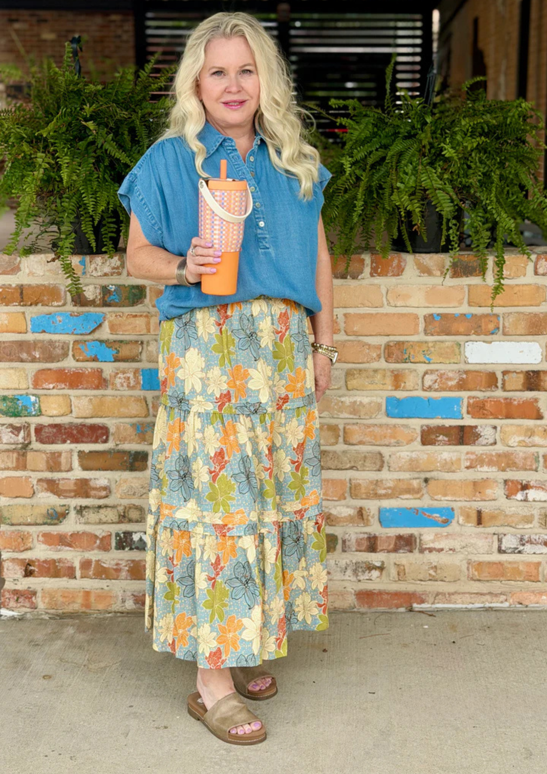 Print Poplin Ruffle Detail Skirt-09-Bottoms-BEFORE YOU COLLECTION-Market Street Nest, Fashionable Clothing, Shoes and Home Décor Located in Mabank, TX