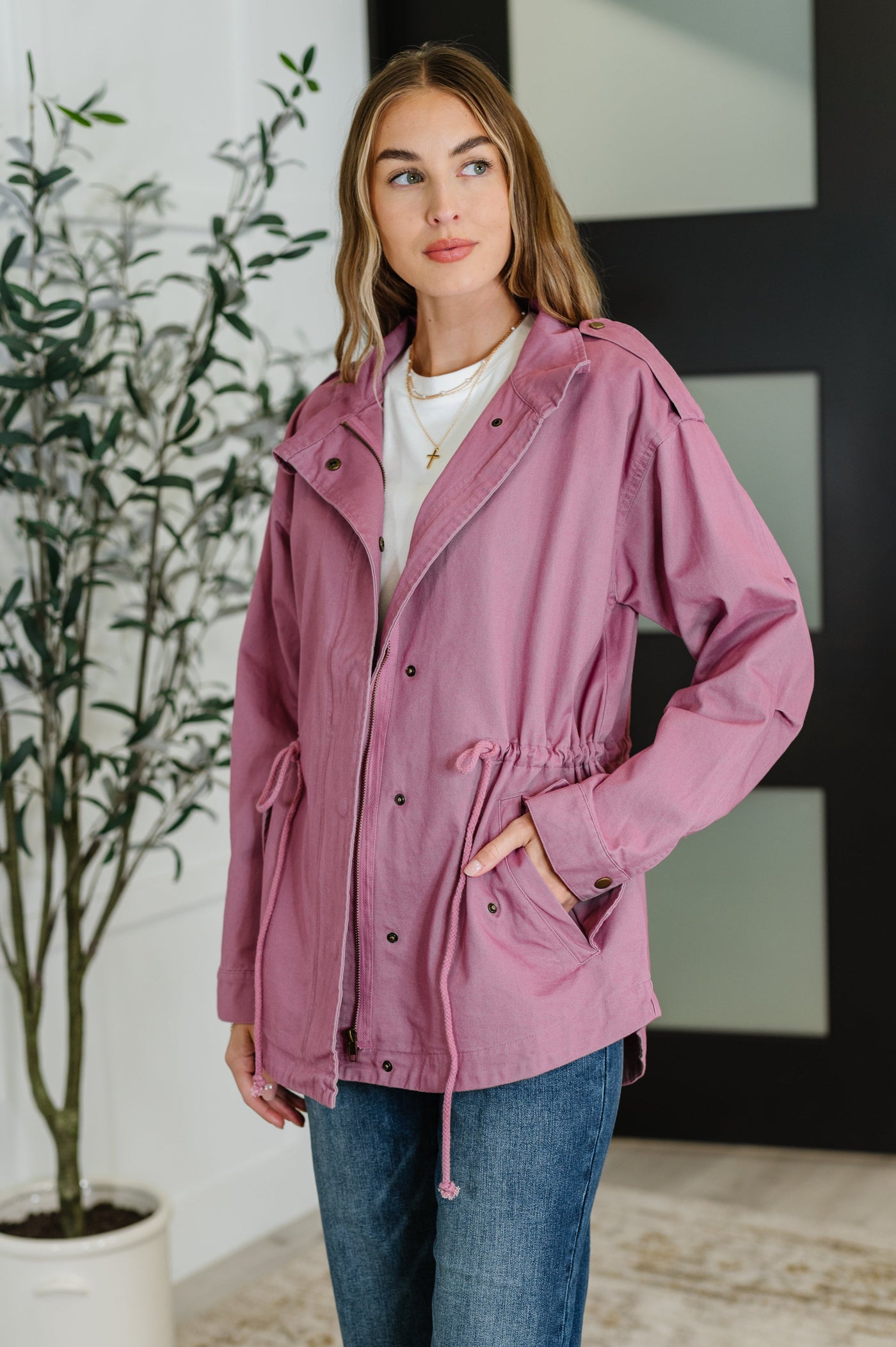 Puddle Jumper Full Front Zip Up Jacket in Mauve-Womens-Ave Shops-Market Street Nest, Fashionable Clothing, Shoes and Home Décor Located in Mabank, TX