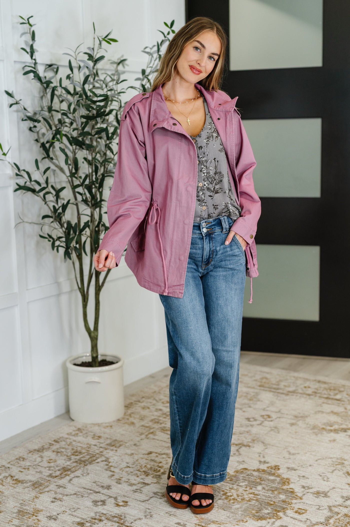 Puddle Jumper Full Front Zip Up Jacket in Mauve-Womens-Ave Shops-Market Street Nest, Fashionable Clothing, Shoes and Home Décor Located in Mabank, TX