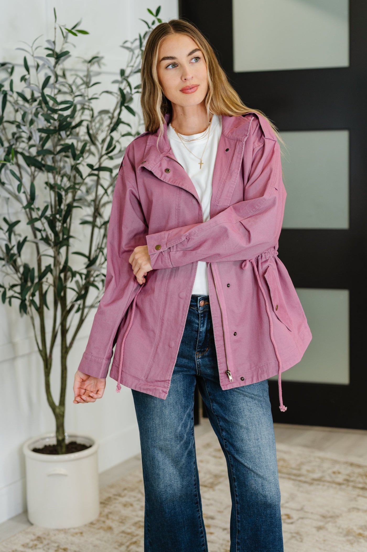 Puddle Jumper Full Front Zip Up Jacket in Mauve-Womens-Ave Shops-Market Street Nest, Fashionable Clothing, Shoes and Home Décor Located in Mabank, TX