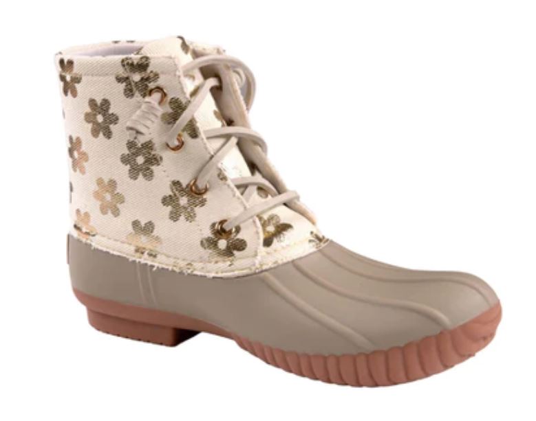 White Flower Rain Booties-Shoes-Simply Southern-Market Street Nest, Fashionable Clothing, Shoes and Home Décor Located in Mabank, TX