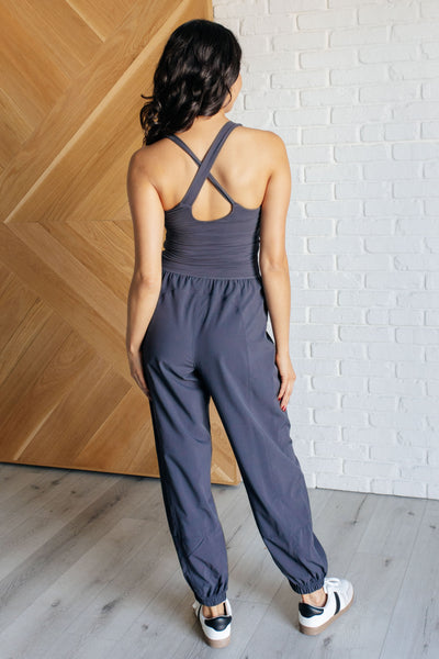 Raising Heart Rate Cutout Jumpsuit in Charcoal-Athleisure-Ave Shops-Market Street Nest, Fashionable Clothing, Shoes and Home Décor Located in Mabank, TX