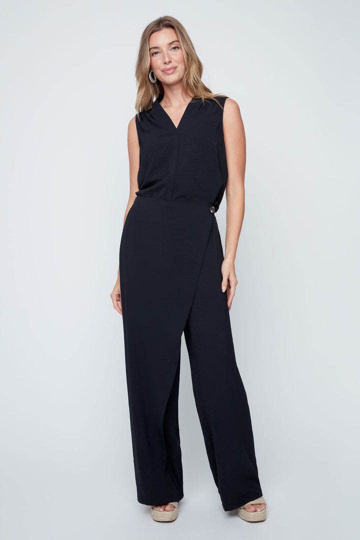 Renuar Black Woven Gaucho Pants-09-Bottoms-Renuar-Market Street Nest, Fashionable Clothing, Shoes and Home Décor Located in Mabank, TX