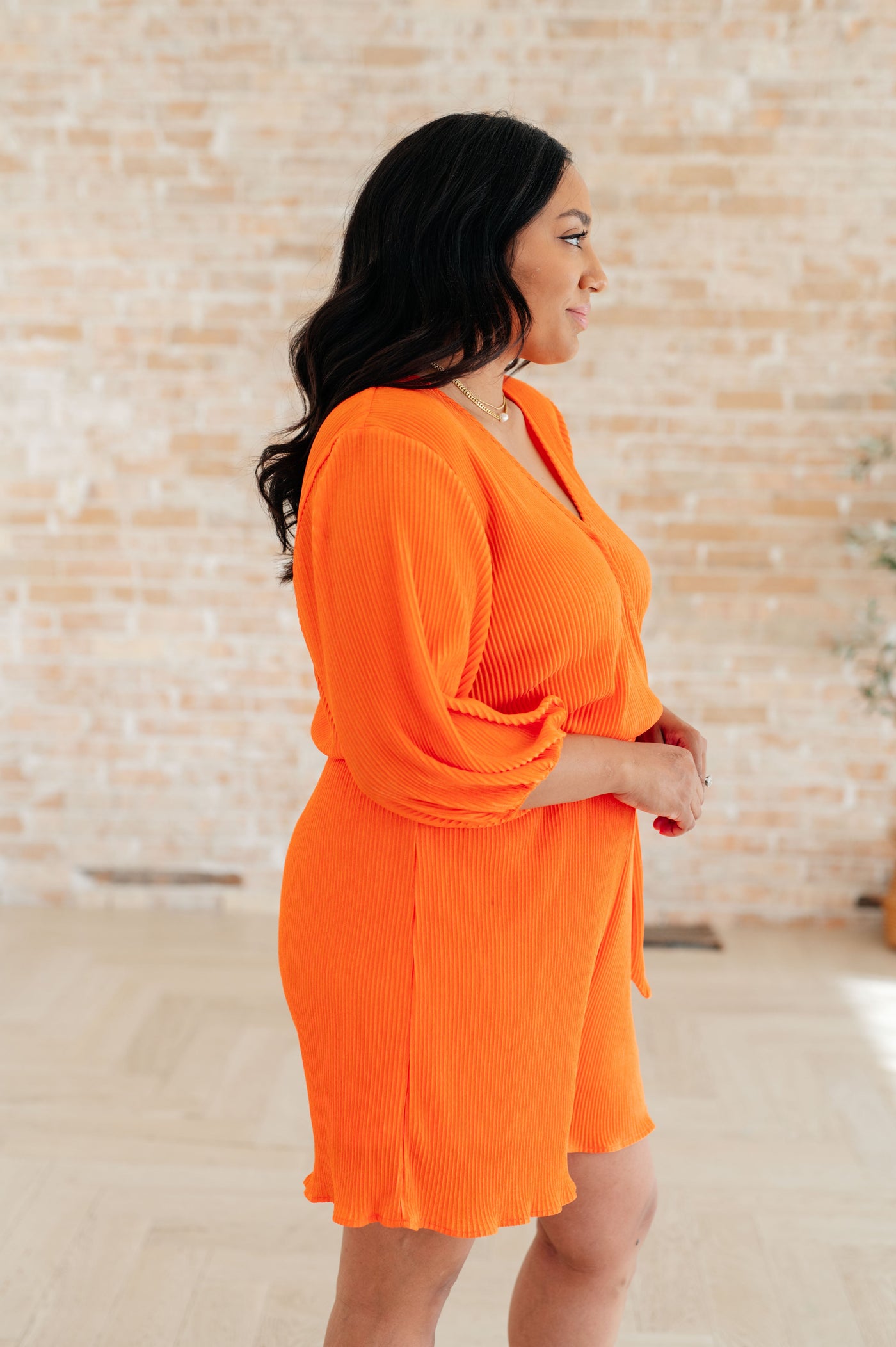 Roll With me Romper in Tangerine-Jumpsuits & Rompers-Ave Shops-Market Street Nest, Fashionable Clothing, Shoes and Home Décor Located in Mabank, TX