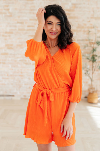 Roll With me Romper in Tangerine-Jumpsuits & Rompers-Ave Shops-Market Street Nest, Fashionable Clothing, Shoes and Home Décor Located in Mabank, TX