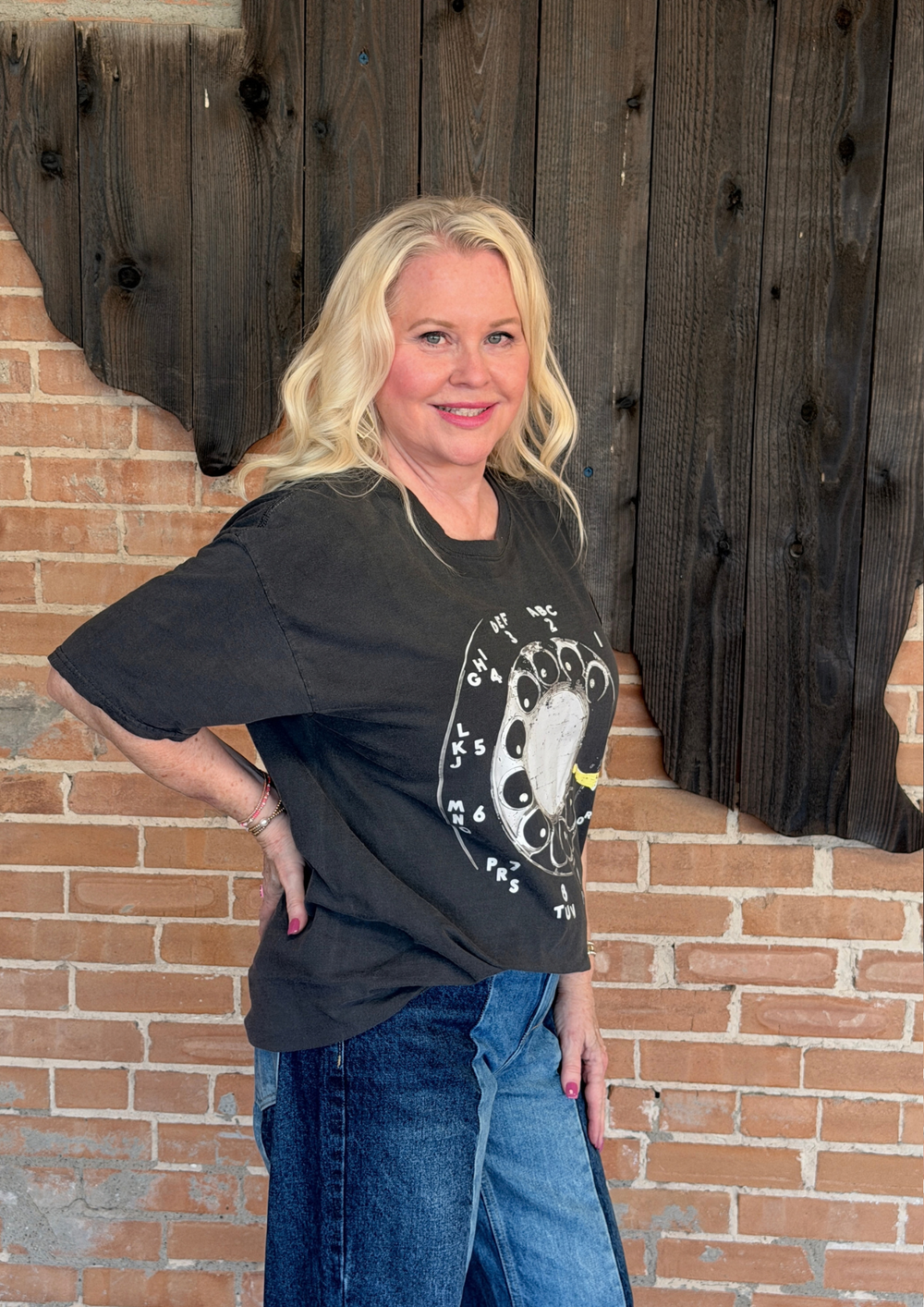 Rotary Dial Telephone Pigment Dye Graphic T-Shirt-08-Tops-Sugar Stitch-Market Street Nest, Fashionable Clothing, Shoes and Home Décor Located in Mabank, TX
