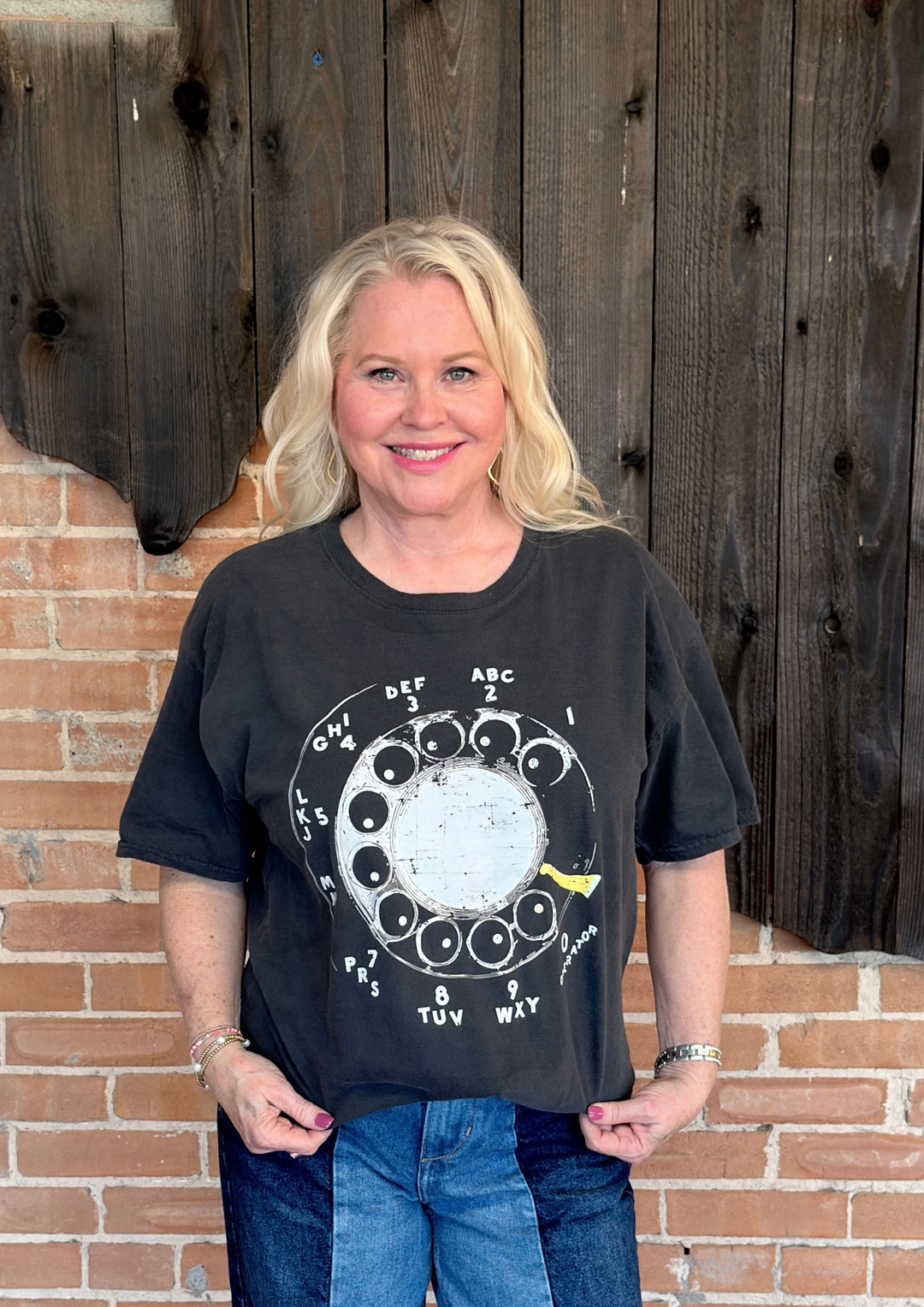 Rotary Dial Telephone Pigment Dye Graphic T-Shirt-08-Tops-Sugar Stitch-Market Street Nest, Fashionable Clothing, Shoes and Home Décor Located in Mabank, TX