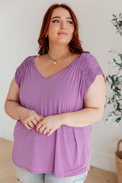 Ruched Cap Sleeve Top in Lavender-Womens-Ave Shops-Market Street Nest, Fashionable Clothing, Shoes and Home Décor Located in Mabank, TX