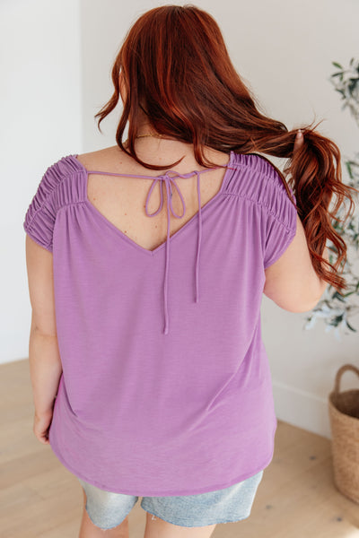 Ruched Cap Sleeve Top in Lavender-Womens-Ave Shops-Market Street Nest, Fashionable Clothing, Shoes and Home Décor Located in Mabank, TX