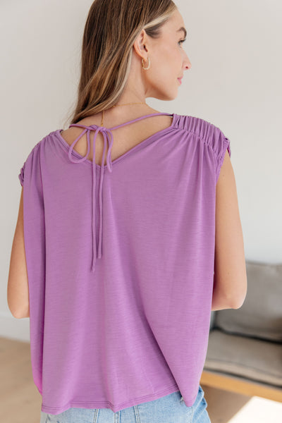Ruched Cap Sleeve Top in Lavender-Womens-Ave Shops-Market Street Nest, Fashionable Clothing, Shoes and Home Décor Located in Mabank, TX