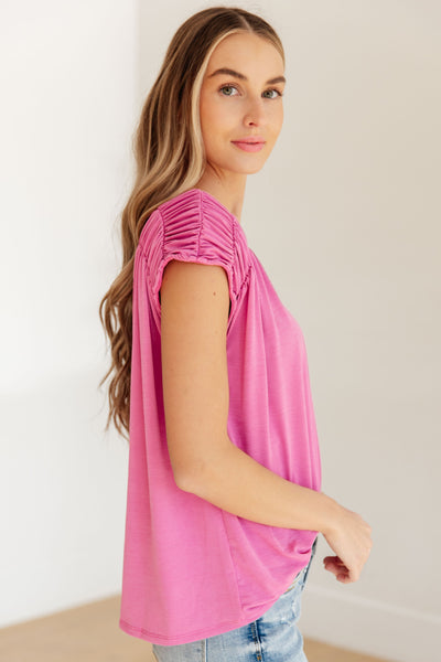 Ruched Cap Sleeve Top in Magenta-Womens-Ave Shops-Market Street Nest, Fashionable Clothing, Shoes and Home Décor Located in Mabank, TX