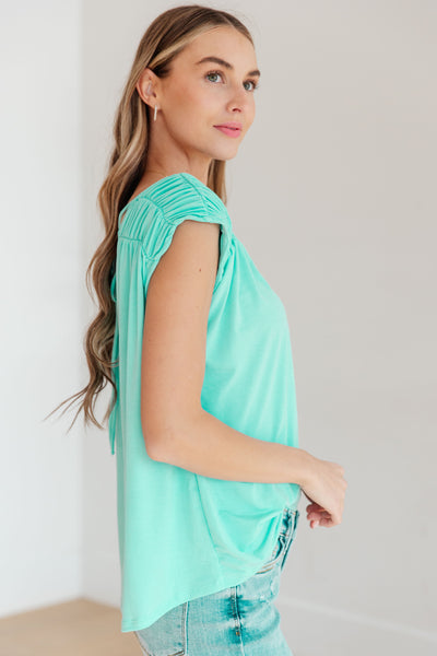 Ruched Cap Sleeve Top in Neon Blue-Womens-Ave Shops-Market Street Nest, Fashionable Clothing, Shoes and Home Décor Located in Mabank, TX