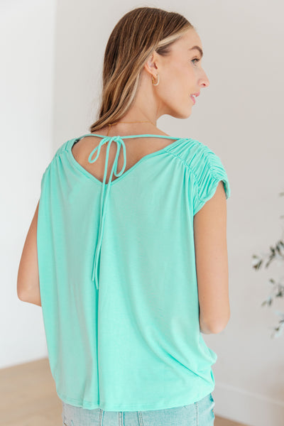 Ruched Cap Sleeve Top in Neon Blue-Womens-Ave Shops-Market Street Nest, Fashionable Clothing, Shoes and Home Décor Located in Mabank, TX