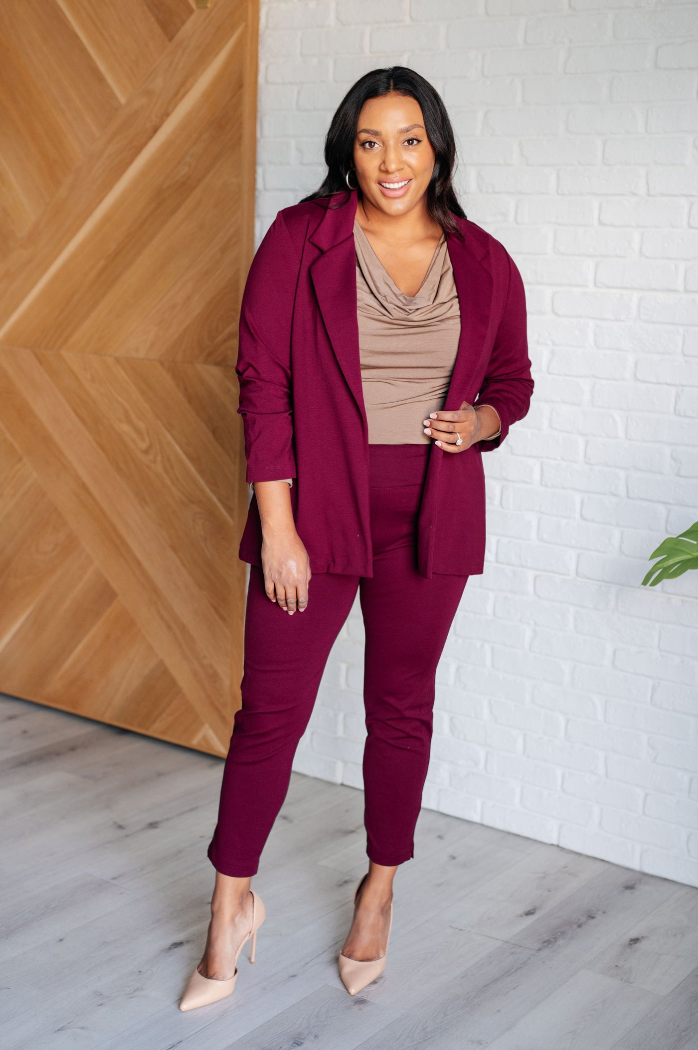 Magic 3/4 Blazer in Wine-Layers-Ave Shops-Market Street Nest, Fashionable Clothing, Shoes and Home Décor Located in Mabank, TX