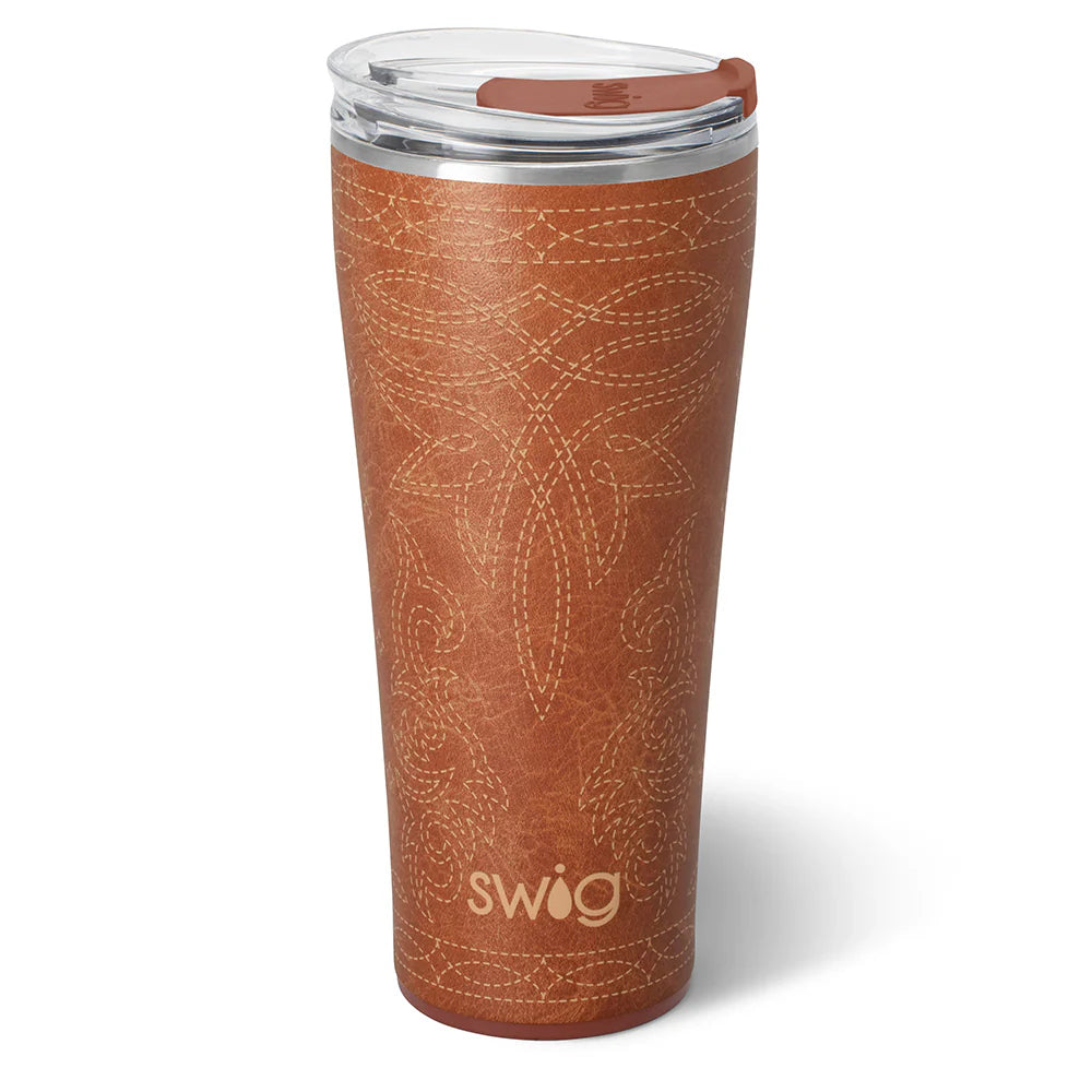 Saddle Stitch Cognac 32oz Tumbler-04-Kitchen & Food-Swig Life-Market Street Nest, Fashionable Clothing, Shoes and Home Décor Located in Mabank, TX