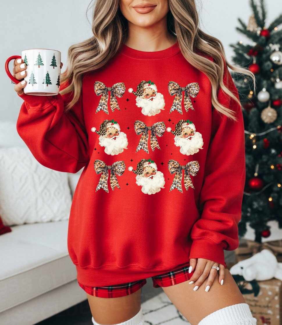Santa and Bows Graphic Tee and Sweatshirt-Womens-Ave Shops-Market Street Nest, Fashionable Clothing, Shoes and Home Décor Located in Mabank, TX