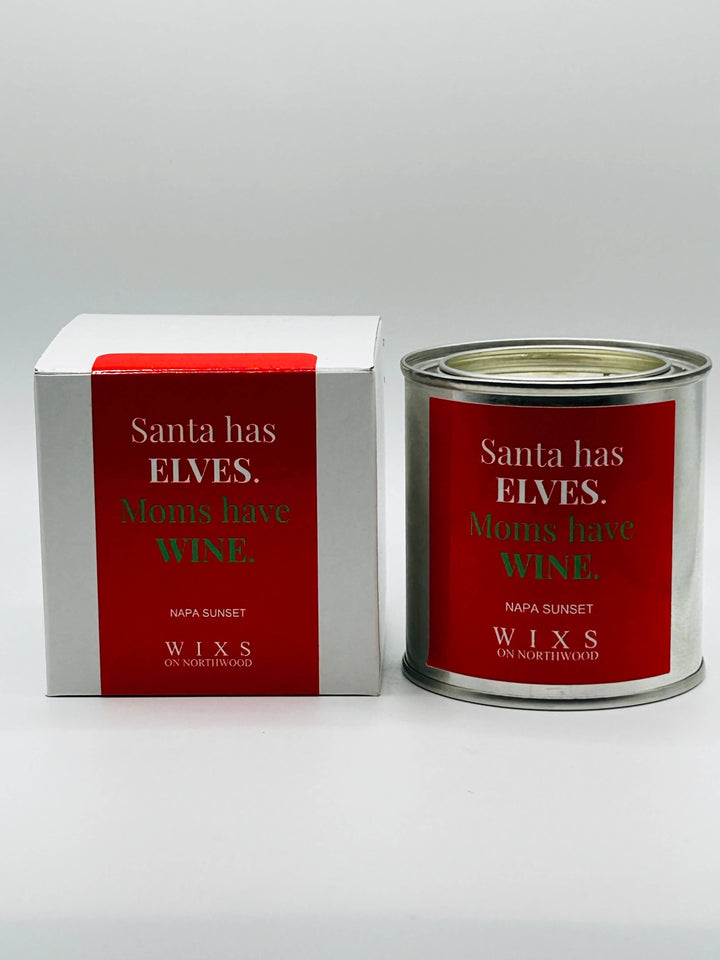 Santa has elves. Moms have wine candle-WIXS on Northwood-Market Street Nest, Fashionable Clothing, Shoes and Home Décor Located in Mabank, TX