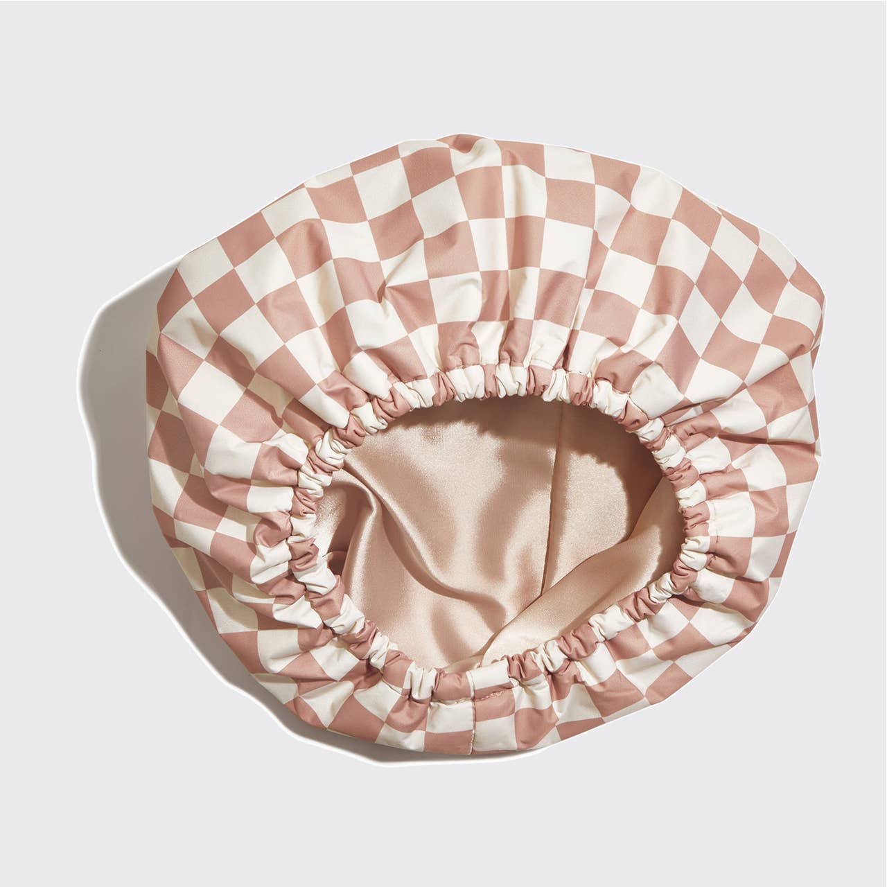 Satin Lined Flexi Shower Cap - Terracotta Checker-KITSCH-Market Street Nest, Fashionable Clothing, Shoes and Home Décor Located in Mabank, TX