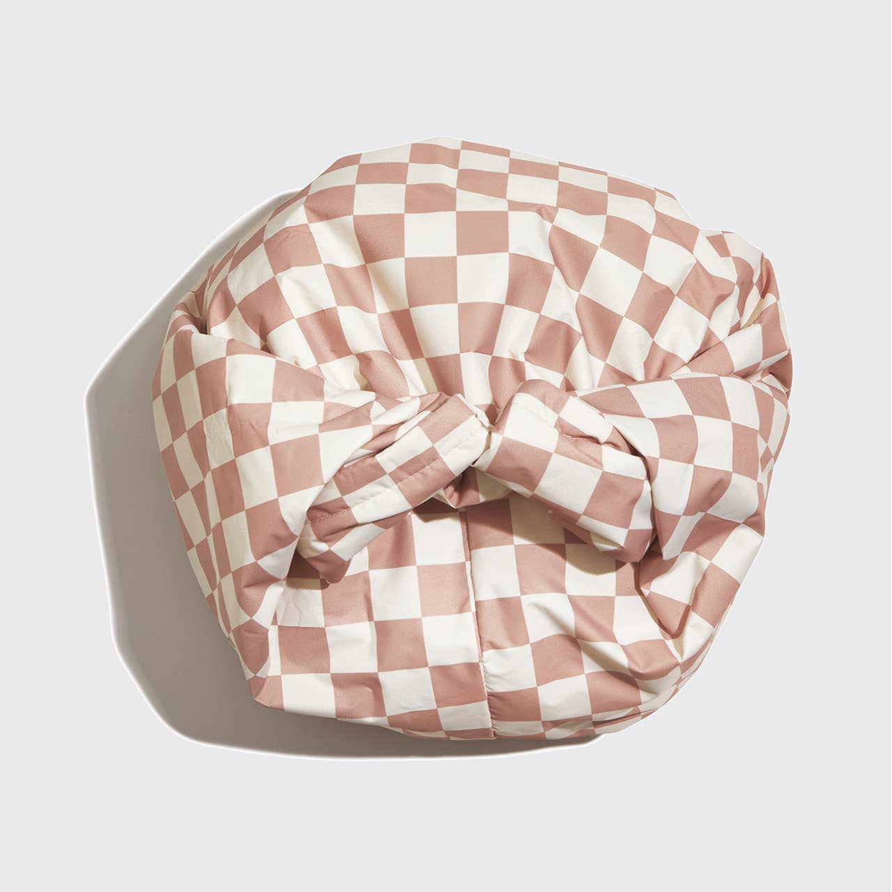 Satin Lined Flexi Shower Cap - Terracotta Checker-KITSCH-Market Street Nest, Fashionable Clothing, Shoes and Home Décor Located in Mabank, TX