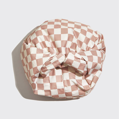 Satin Lined Flexi Shower Cap - Terracotta Checker-KITSCH-Market Street Nest, Fashionable Clothing, Shoes and Home Décor Located in Mabank, TX