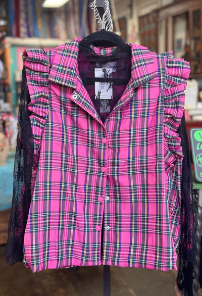 Scottie Vest in Pink Plaid-Tops-Top It Off-Market Street Nest, Fashionable Clothing, Shoes and Home Décor Located in Mabank, TX