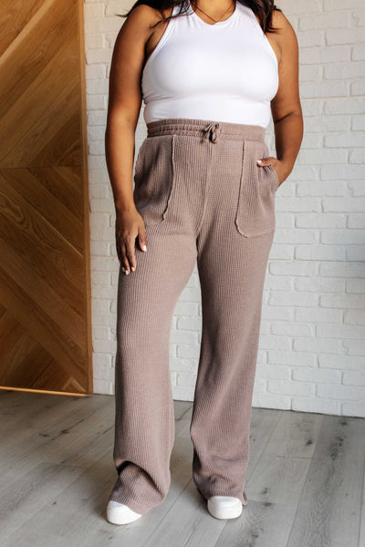 Set Process Mineral Wash Waffle Knit Pants in Brown-Athleisure-Ave Shops-Market Street Nest, Fashionable Clothing, Shoes and Home Décor Located in Mabank, TX