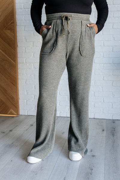 Set Process Mineral Wash Waffle Knit Pants in Olive-Athleisure-Ave Shops-Market Street Nest, Fashionable Clothing, Shoes and Home Décor Located in Mabank, TX